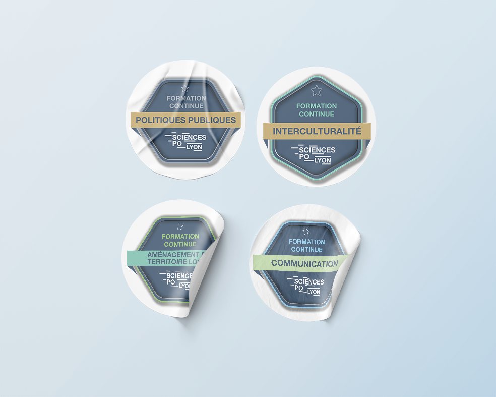 Badge formation continue "politiques publiques", "interculturalité", "aménagement territoire" et "communication"